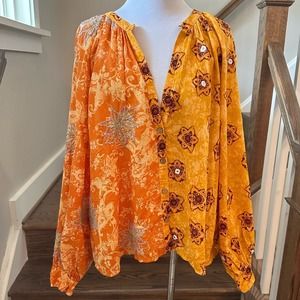 Floral Orange and Yellow Women's Top